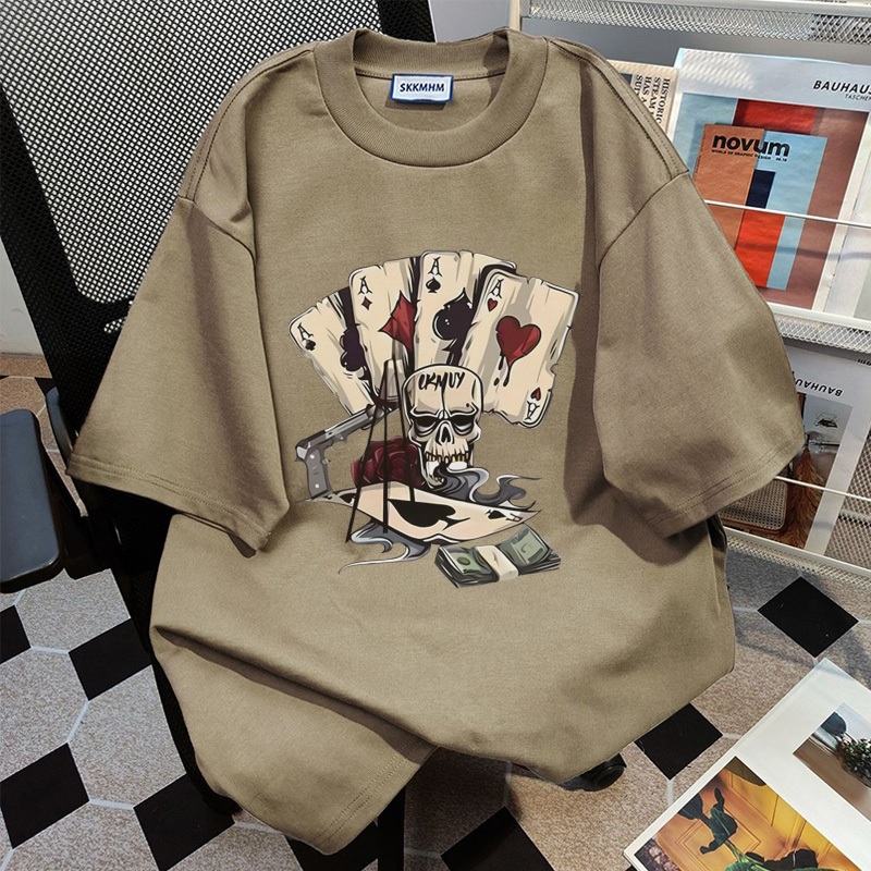 Novum Motif Kotak-Kotak baju atasan wanita terbaru kaos pria oversize couple t shirt vintage 10.14