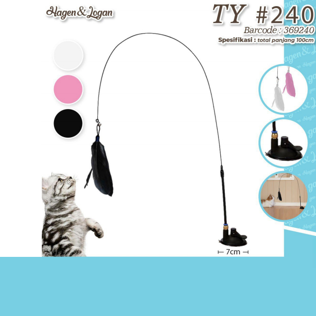 NEW TY #240 Detachable Cat Teaser Funny Interactive Cat Teaser with Pet / Mainan Interaktif TY240