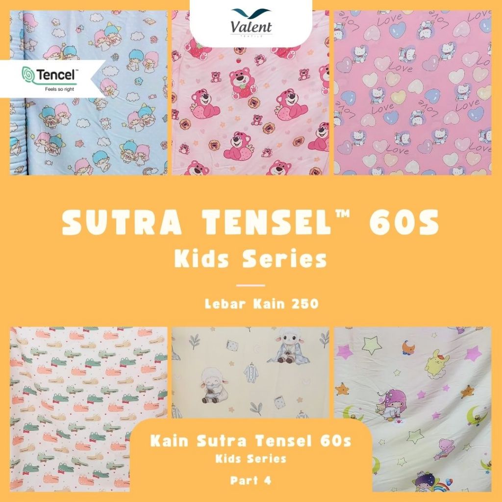 KAIN SUTRA BAMBOO ORGANIK 60S LYOCELL MOTIF ANAK PIYAMA PREMIUM 250 CM - 4