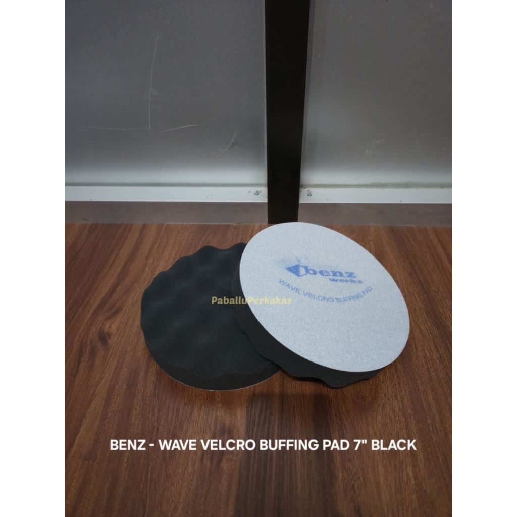 Benz Busa Poles Waxing Mobil 7" Orange Hitam Wafe Buffing Pad Velcro 7 inch / Spon Busa Poles Hitam 