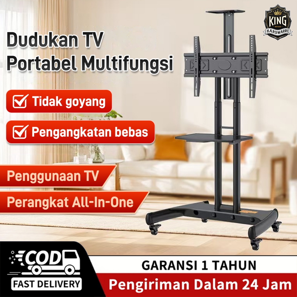 Bergerak Bracket Standing roda TV / TV Berdiri Stand Universal Dapat Disesuaikan LED TV Stand Trolle