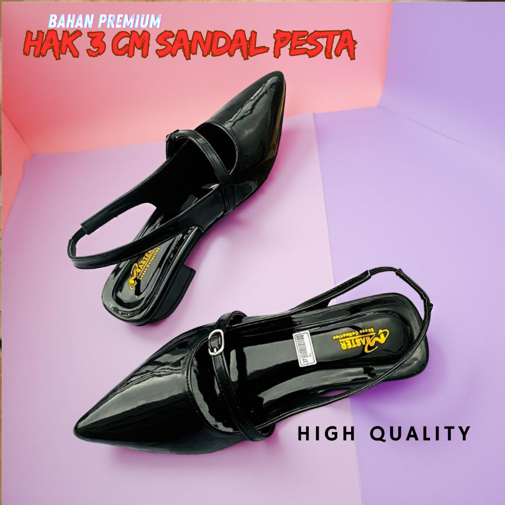 TUINJI | Sandal Sepatu Pesta Hak Tahu 3 cm Wanita Antiselip Casual Sndal Resmi Mules Clogs Spatu Sen