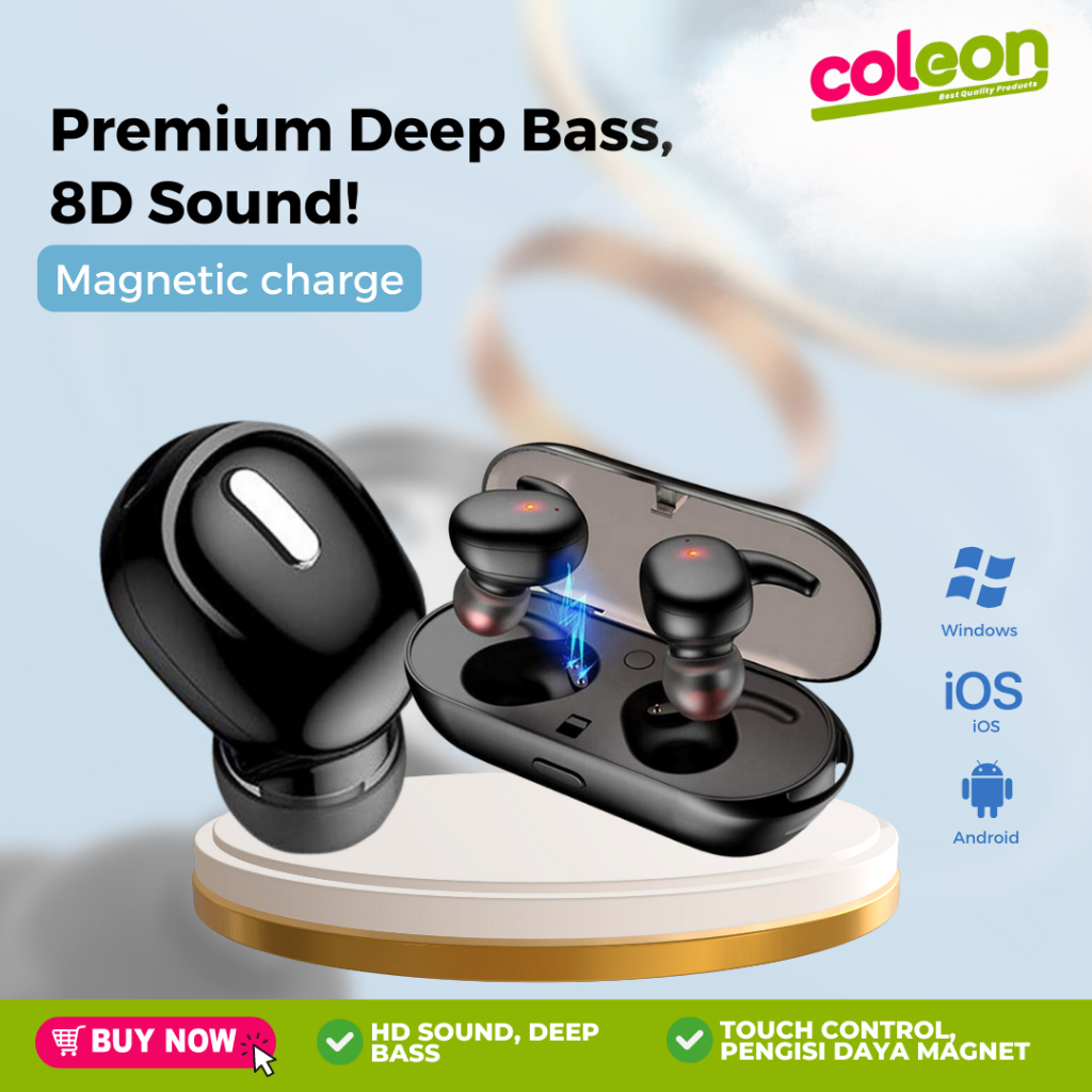 Headset bluetooth full bass TWS Y30 asli earphone Bluetooth Original Headset Murah