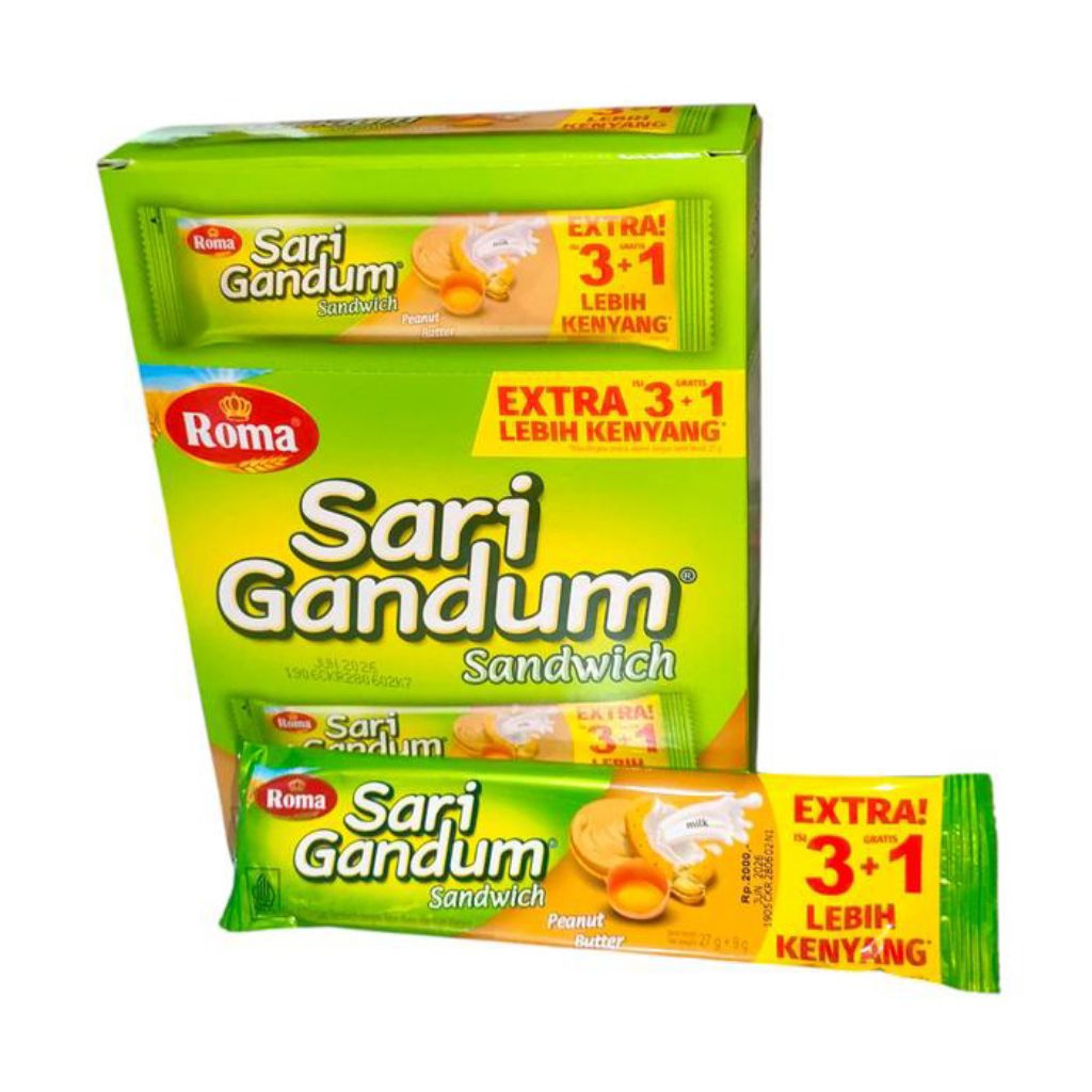 Roma Sari Gandum Biskuit Sandwich Selai Kacang Dus 12 Bungkus x 39 Gr
