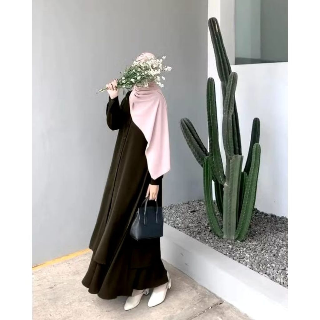 Setelan rok long tunik crinkle airflow setelan terbaru one set premium