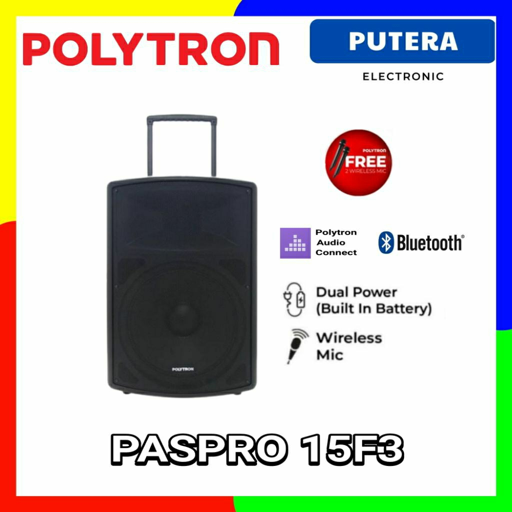 POLYTRON PASPRO 15F3 | 12F3 ORIGINAL PASPRO SPEAKER AKTIF 120 WRMS Free 2 MIC