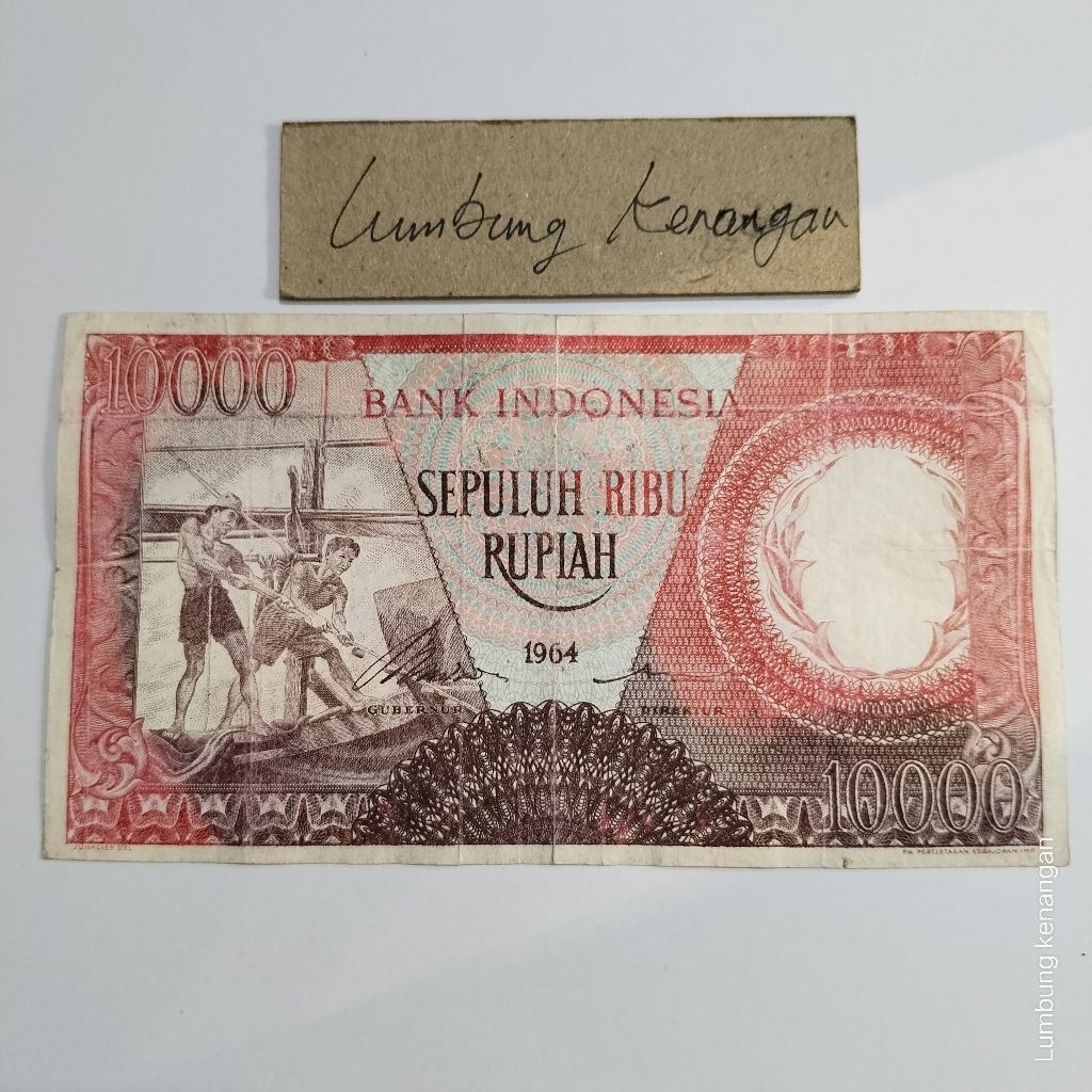 uang kuno Seri pekerja merah 10.000 Rupiah 1964
