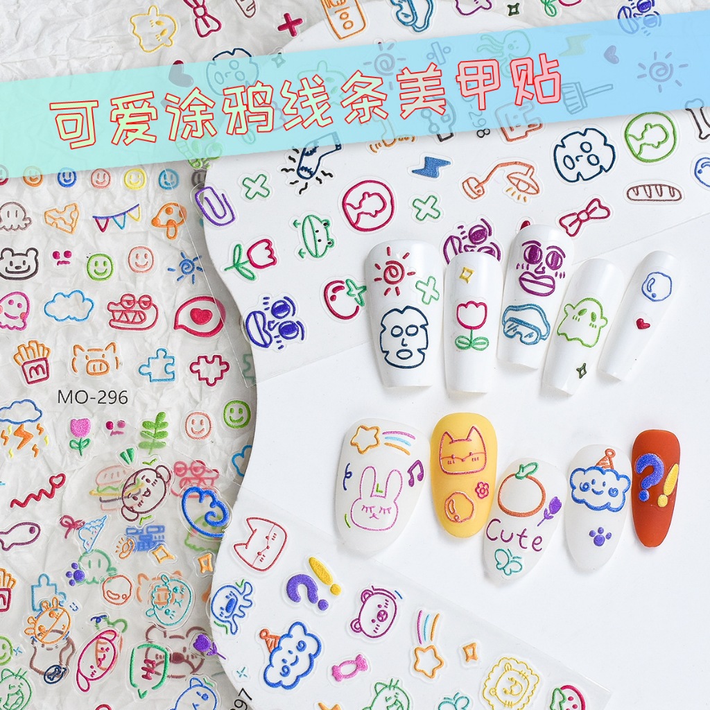 𝓛𝓾𝓷𝓪 𝓒𝓻𝓪𝓯𝓽𝓲𝓮~ Nail Art Stiker Kuku Laptop Tumbler DIY Estetik Lucu Kartun Doodle Vinyl Tahan Air Wat