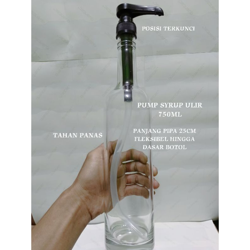 botol kaca pump syrup pump sirup ulir universal