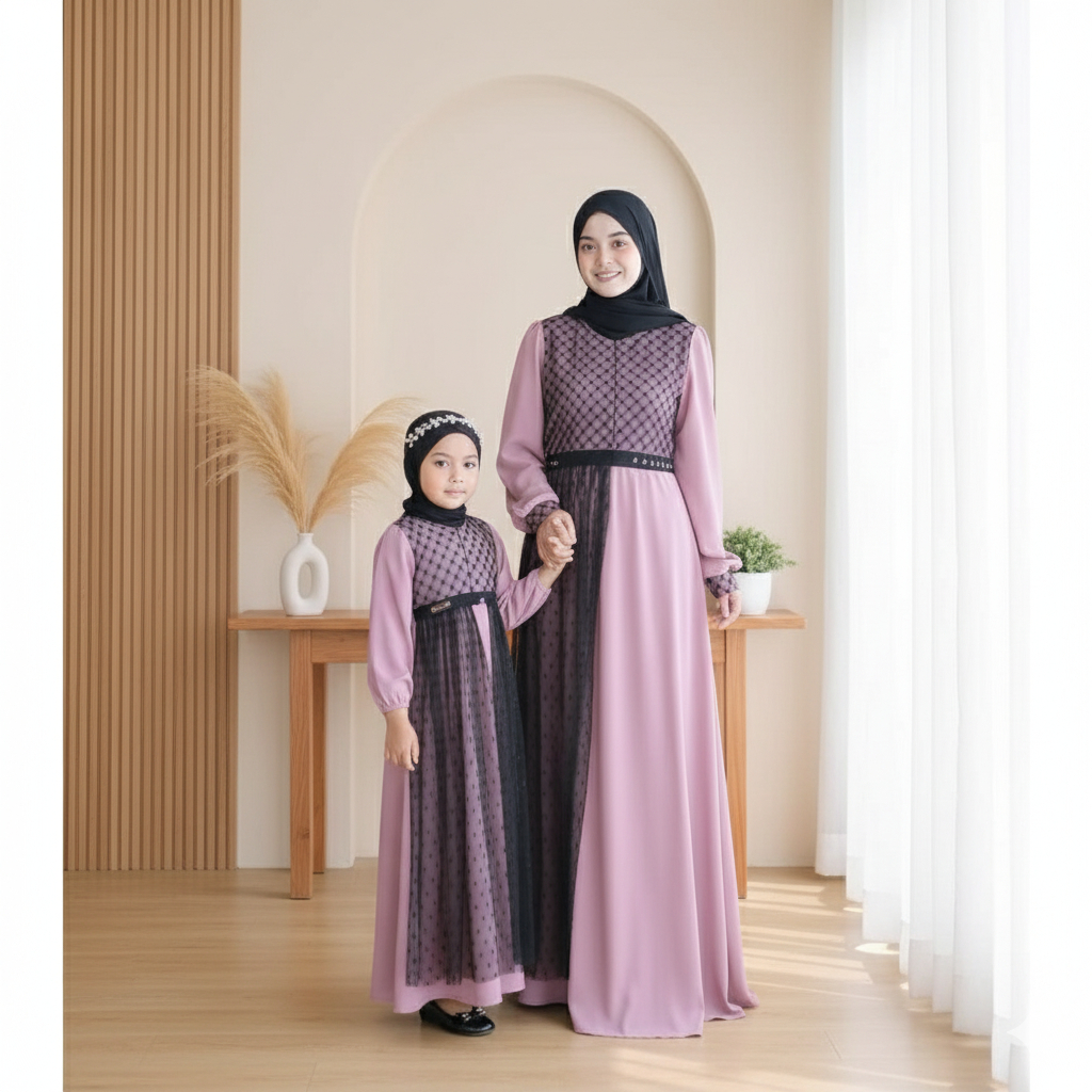 Dania Dress Couple Anak & Moms | Gamis Couple Anak & Ibu | Gamis Anak Perempuan