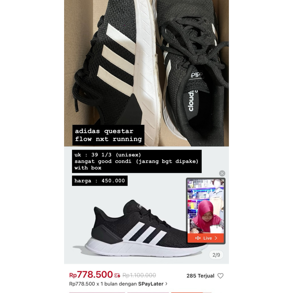 preloved sepatu running adidas questar flow nxt