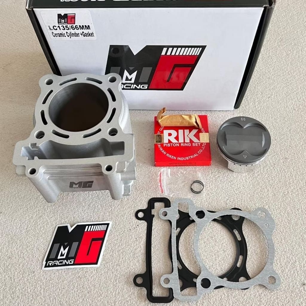 Blok Ceramik MX KING VIXION Ukuran 63mm65mm66mm68mm70mm72mm Set Piston Anodaze merk MG racing