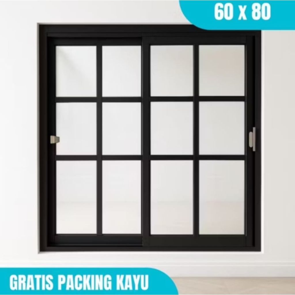 Jendela Aluminium Sleding ornamen 60x80 sudah lengkap dengan kusen dan kaca. Siaplangsung pasang saj