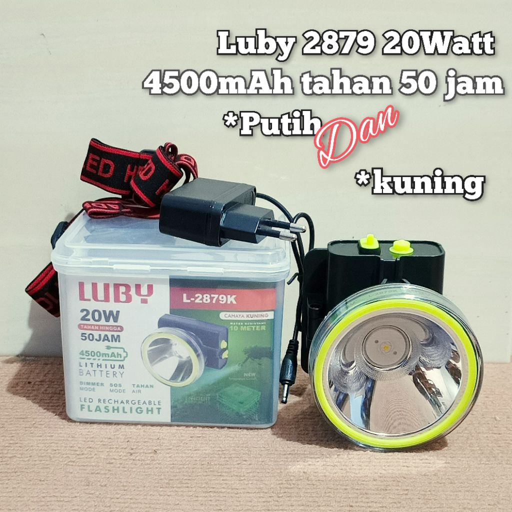 senter kepala LED 20Watt Luby L 2879 headlamp Luby Original Baterai
