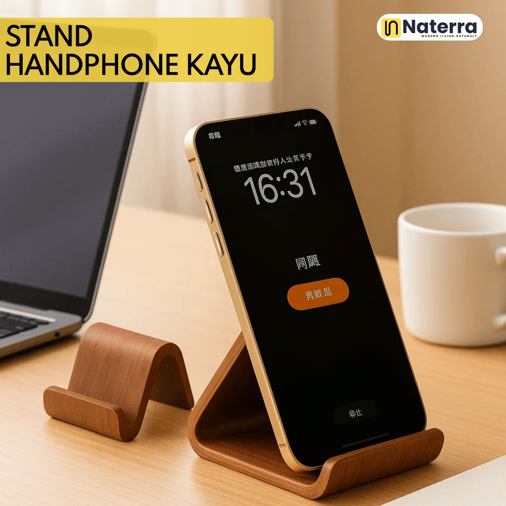 Stand Holder Hp Meja Wooden Phone Holder Stand Handphone Sandaran Dudukan Hp Ponsel Kayu