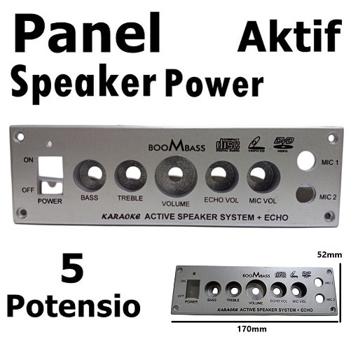 Panel Speaker Aktif Active 5 Potensio Plastik Volume Mic Bass Treeble Echo Vol 5 Lubang + 2 Lubang M