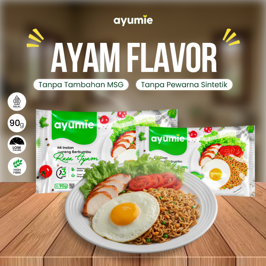 Ayumie Mie Sehat Ayam Panggang 5 Pack – Tanpa MSG, BPOM, Aman