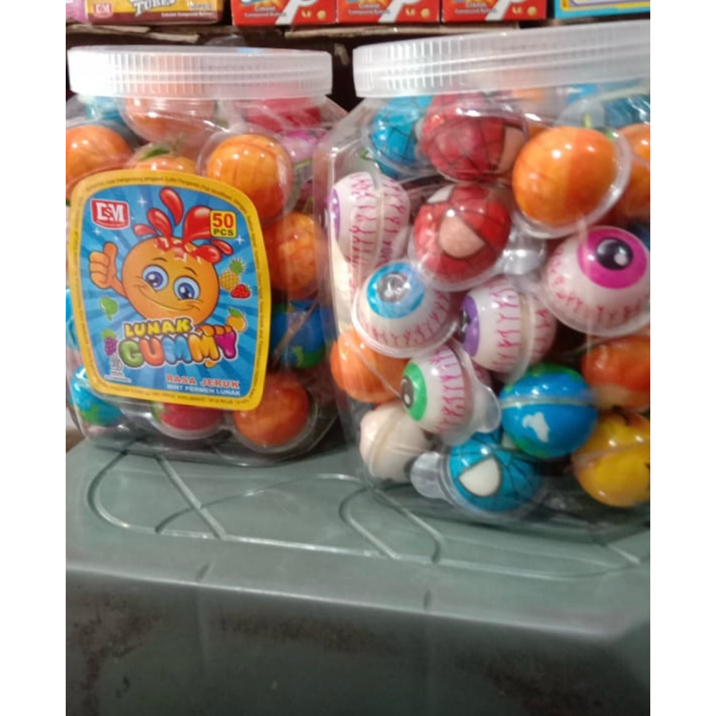 Permen Lunak Mata Besar isi 50pcs/Permen Bola mata besar viral DSM 1toples/permen lunak mata besar/p