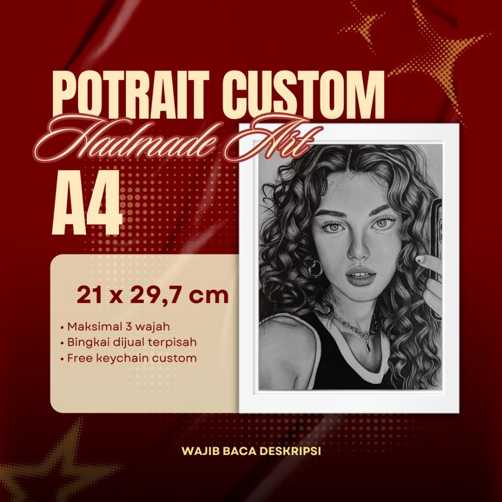 A4 Jasa gambar semi-realis custom (21cm x 29,7cm)