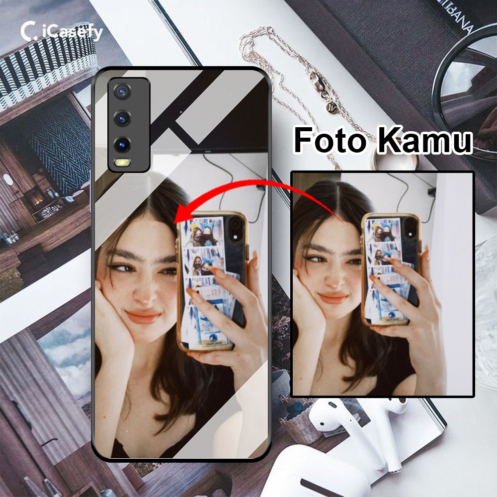 SoftGlass Custom Request Foto Dan Nama Untuk Vivo Y20/Y12s/Y20s - HardCase Case Murah Casing Hp Kesi