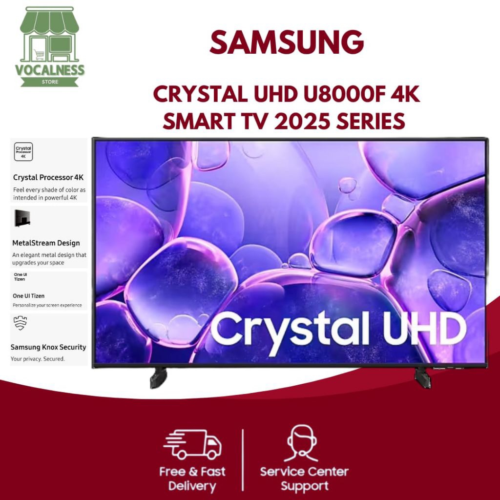 SAMSUNG U8000F CRYSTAL UHD 4K LED SMART TV 2025 43 - 85 INCH UA43U8000F UA50U8000F UA55U8000F UA65U8