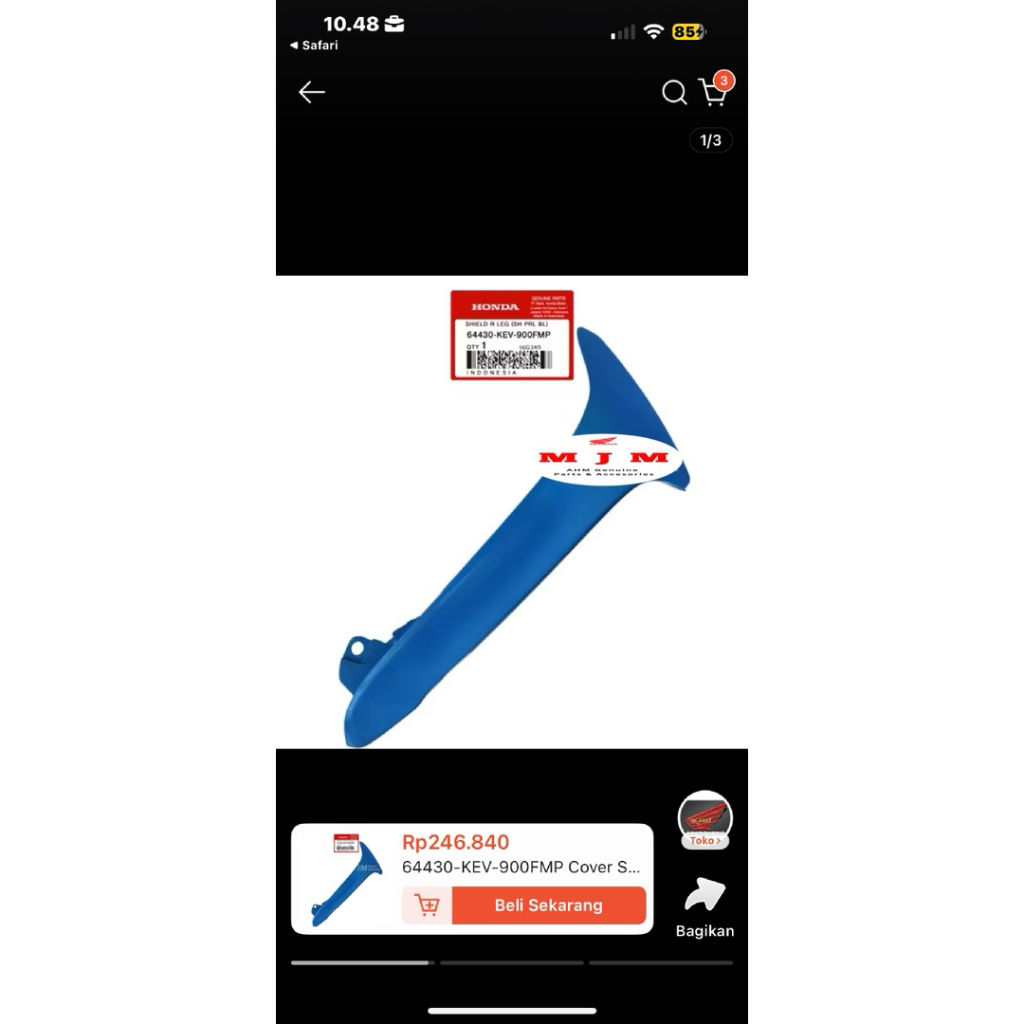 64430-KEV-900FMP Cover Sayap Luar Kanan Supra X Fit Lama Biru Muda