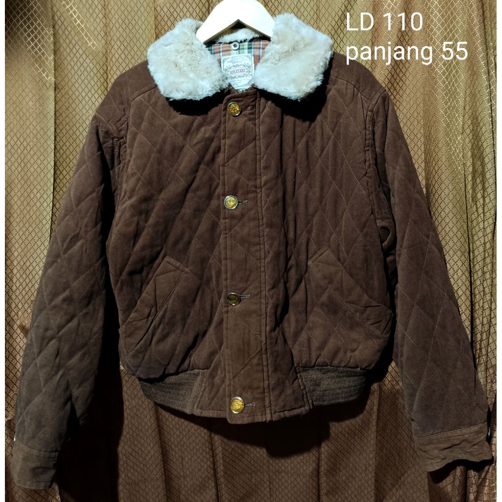 jaket vintage korean style jaket vintage coklat jaket vintage puffer coklat jaket vtg jaket trucker 