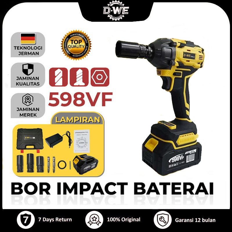 D•WE 700NM Impact Wrench Impact Baterai Bor Impact Brushless Cordless Impact Makita Baterai 598VF 39