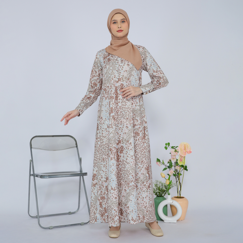 UKHTI MUNIRA - Ainayya Dress Gamis Cotton Premium Abaya Motif Busui Friendly