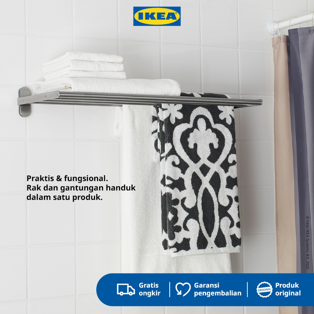 IKEA BROGRUND Rak Gantungan Handuk Bahan Stainless Steel 67x27cm