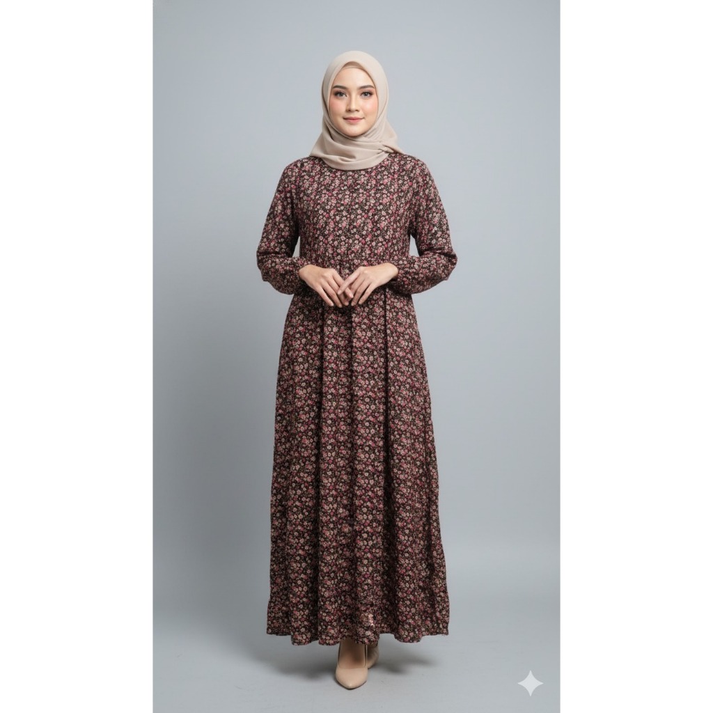 Midi dress wanita /Dress Korean style /Midi Dress Muslim /baju gamis wanita / Midi dress Rayon/ Midi