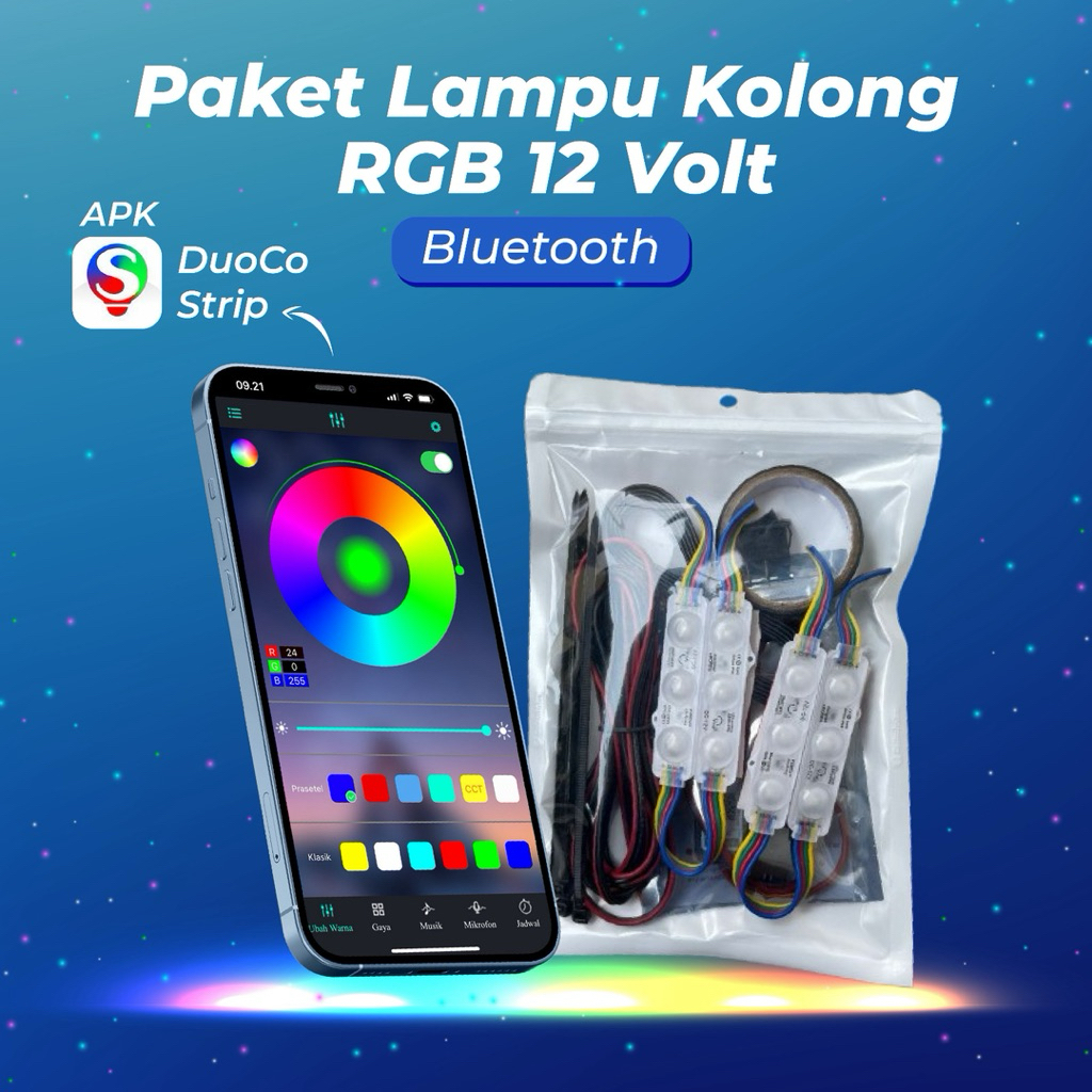Paket Lampu Led Kolong Motor RGB BLUETOOTH