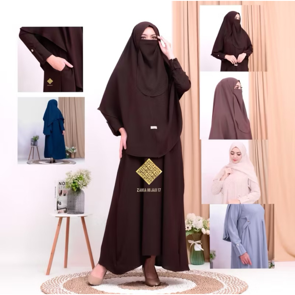 Set Baju Gamis Abaya Anti UV Terbaru Remaja Dewasa Gratis Hijab Dan Cadar Bisa Seragaman Pengajian