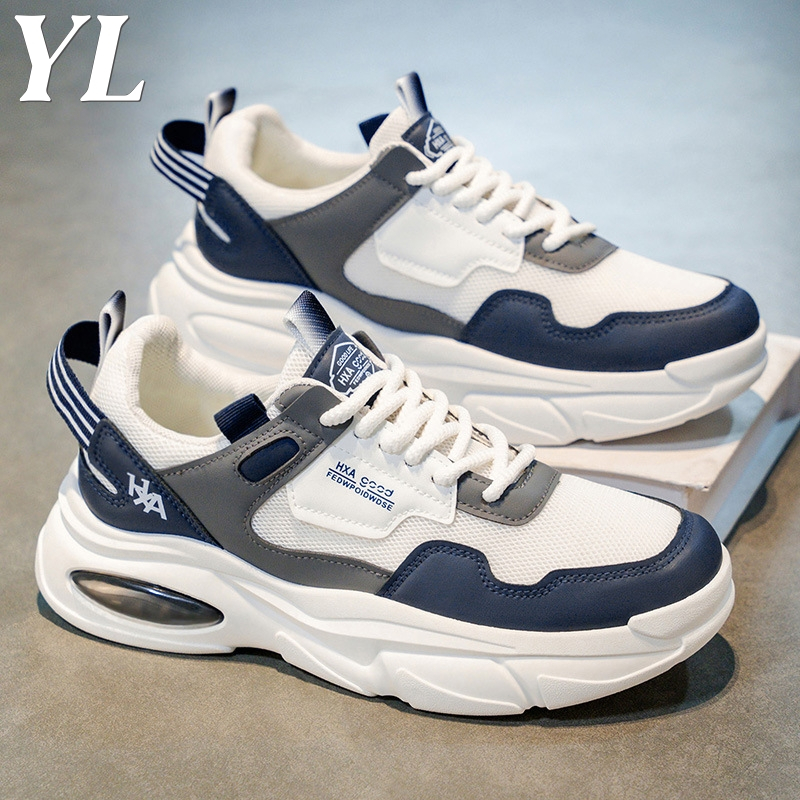 (COD) Sepatu Pria Casual Tebal 2025 – Sepatu Sneakers Jaring Bernapas | Sepatu Olahraga Trend Siswa 