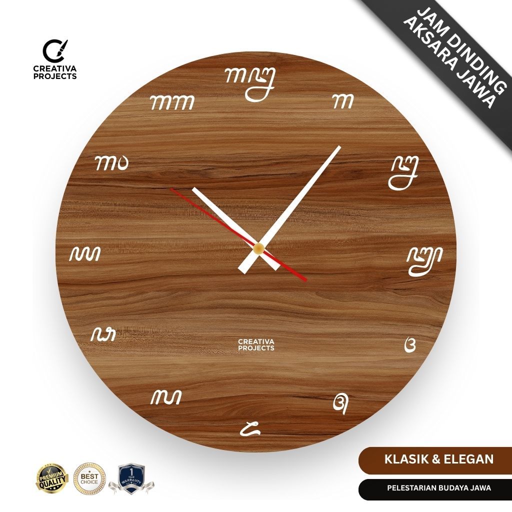 Creativa Projects Jam Dinding Aksara Jawa Jam Klasik Budaya Jawa Tradisional Wall Decor Elegan Premi