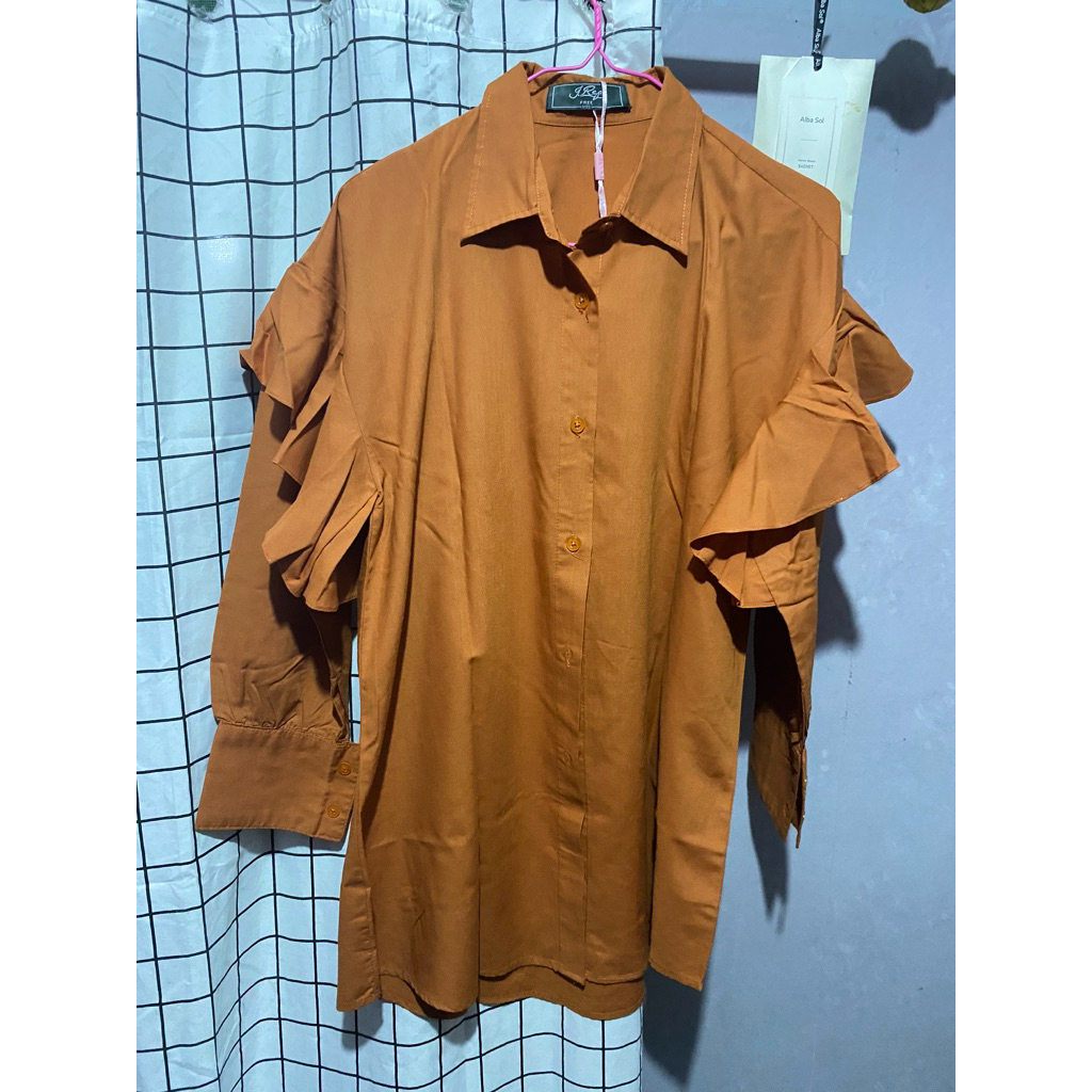 Prelove Kemeja pundak ruffle Jrep