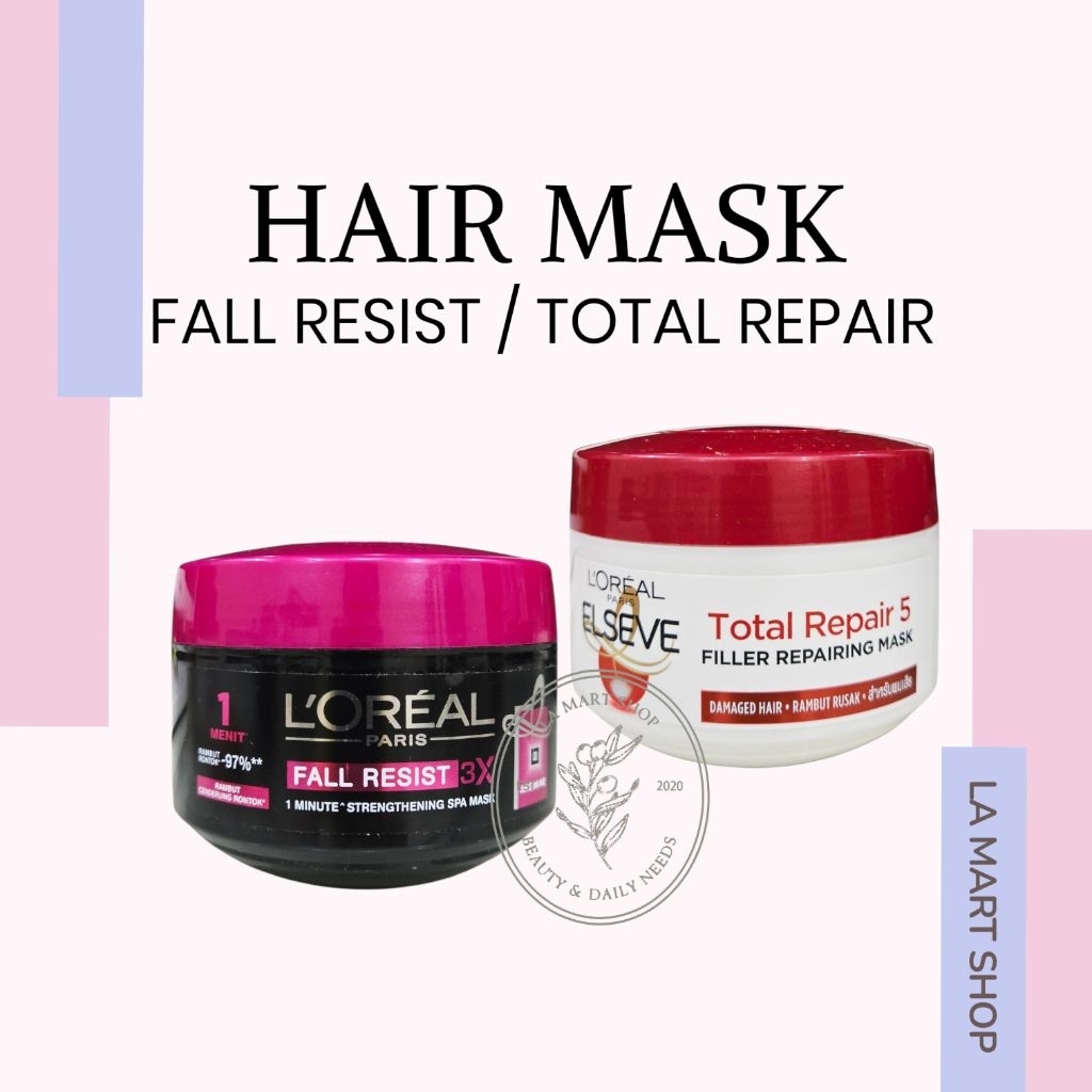 Loreal Elseve Hair Mask - Fall Resist / Strengthening Spa Mask / Perawatan Treatment Rambut Rontok ,