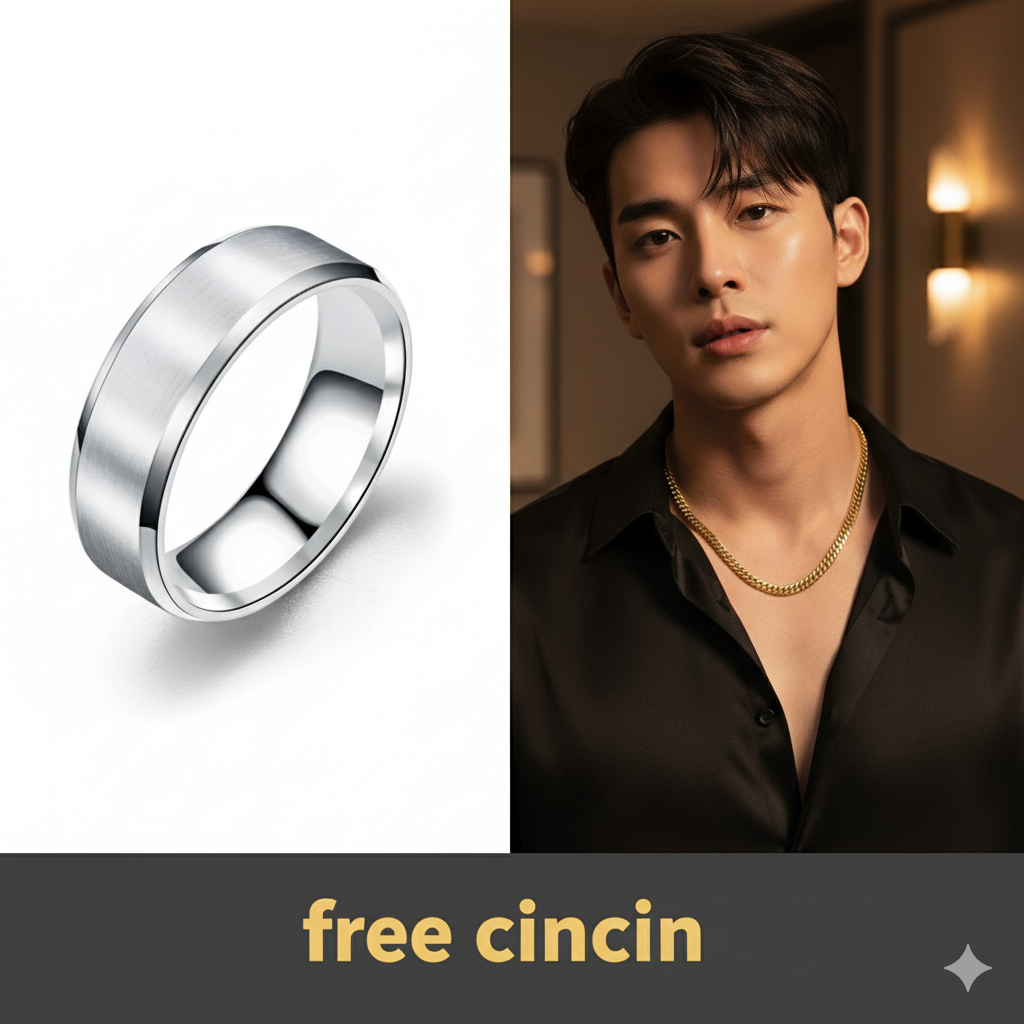 Bonus Cincin Kalung Titanium Rantai Sisik Naga / Kalung Rantai Medan Impor