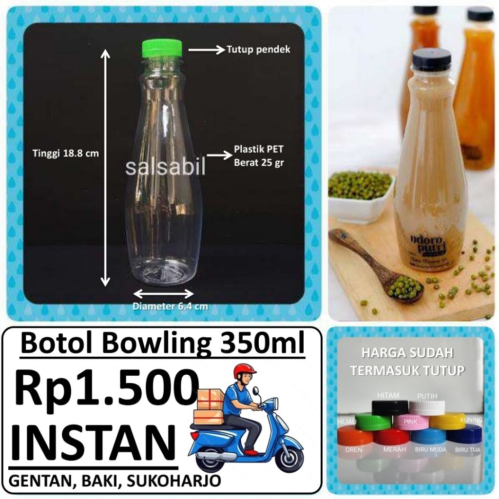 (INSTAN) Botol Bowling 350ml / botol unik / botol plastik 350ml