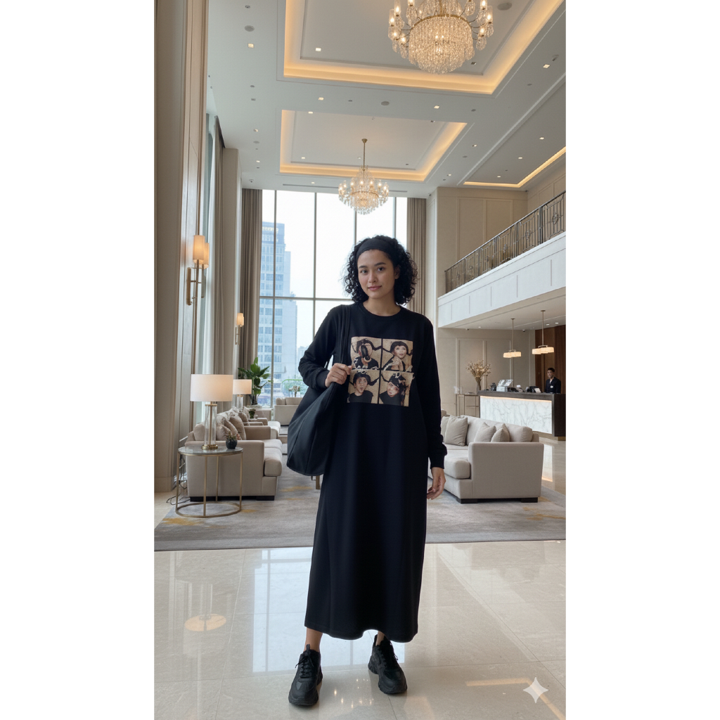 Dress Kaos Tunik Midi PREMIUM IMPORT -M NEW