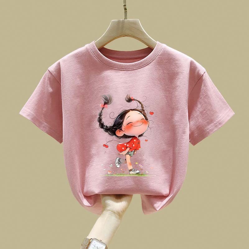 JiOJiO Pola cetak gadis kecil lucu dan ceria gaya Korea pakaian anak baju anak perempuan baju anak l