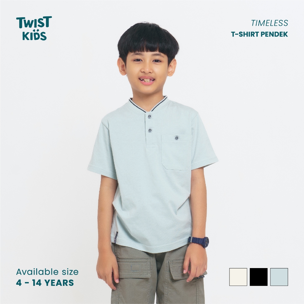 Twist Kids - Amos C, Timeless Series, Kaos Polos Kerah V Neck Anak Laki-Laki