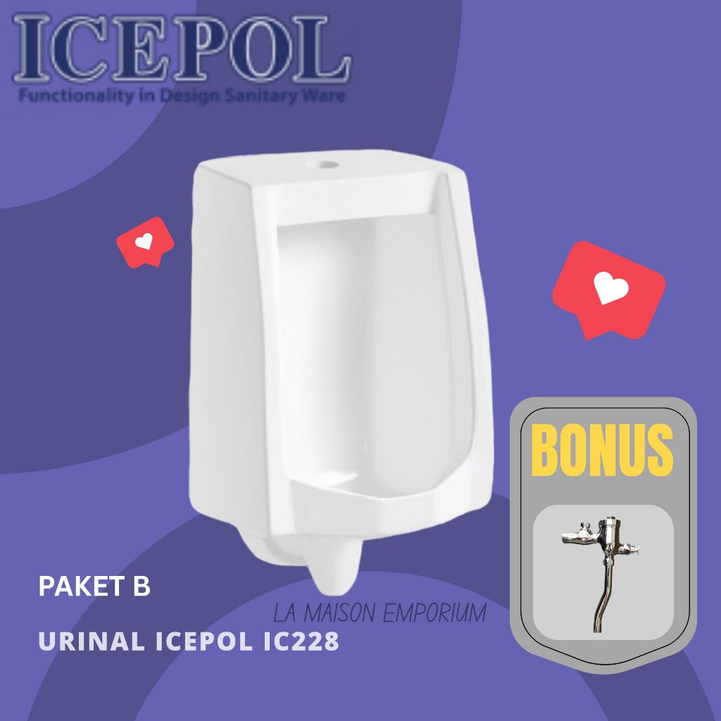 URINOIR ICEPOL MODEL TOTO + PUSHKRAN URINAL KOMPLIT KRAN / URINOIR PRIA KAMAR MANDI BUNDLING PUSH KR