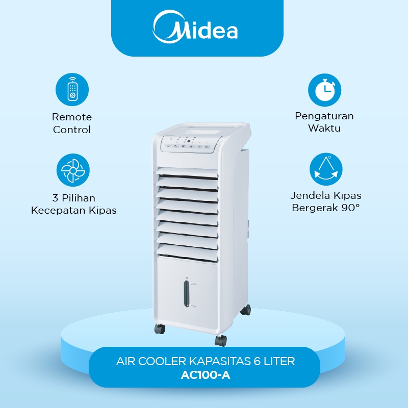 Midea Air Cooler 6.0 Liter AC100-A - Remote Control - Timer 7 jam