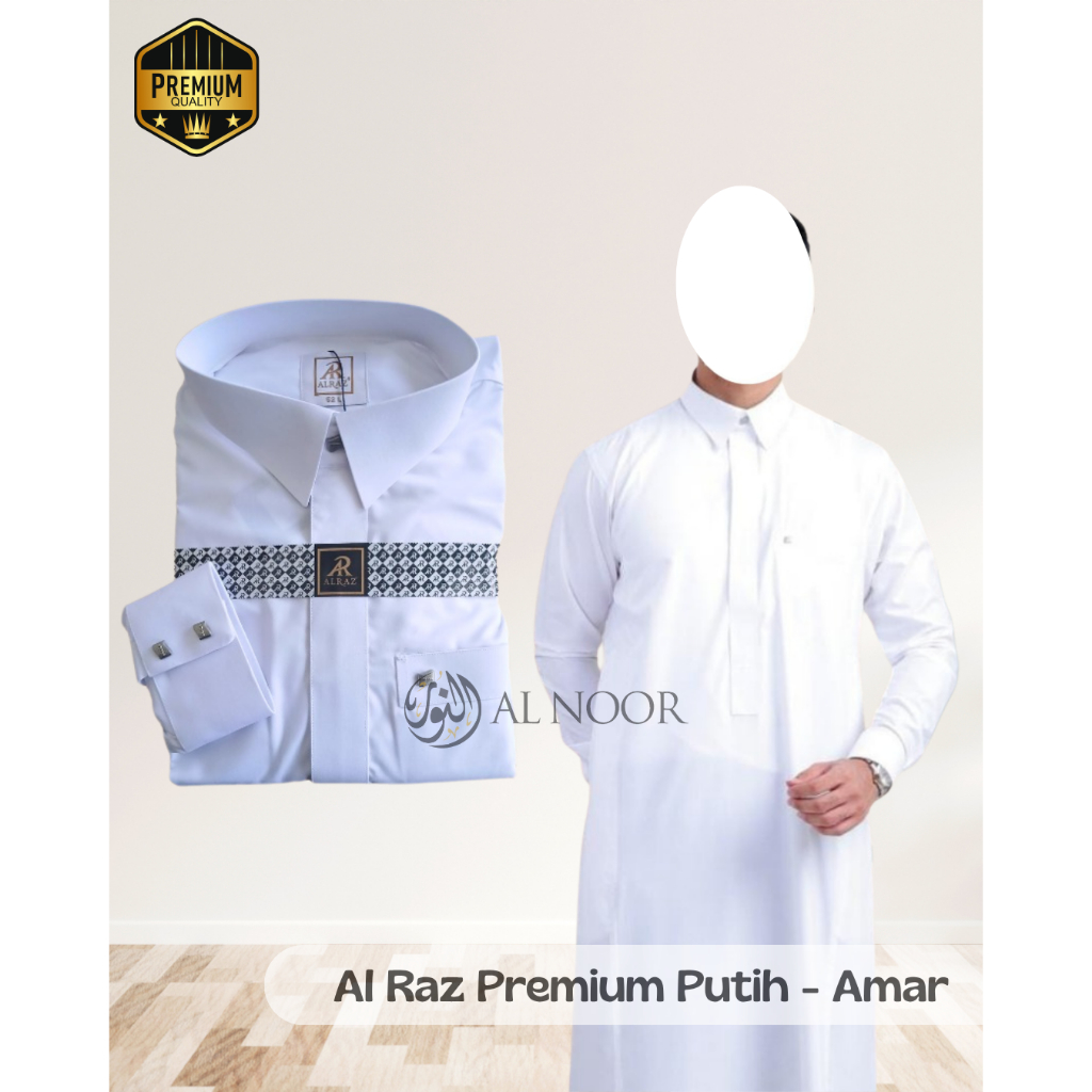 Jubah Saudi | Gamis Pria | Al Raz Putih Premium Amar - Pusat Grosir Alnoor