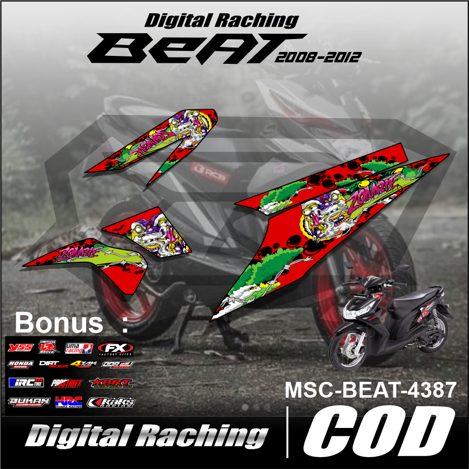 (cod) Striping Beat Karbu 2009-2012 Variasi Sticker Skotlet Motor Scotlite List - striping beat old