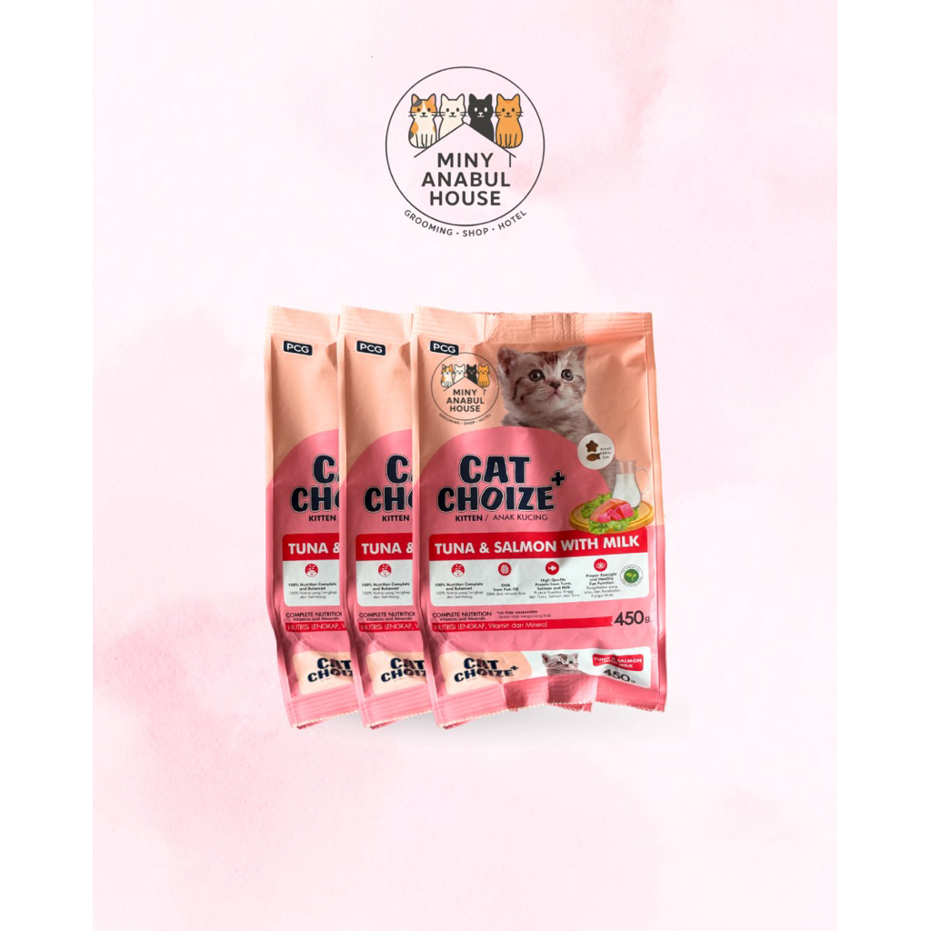 Cat Choize+ Kitten Tuna & Salmon with Milk 450gr (Pink)