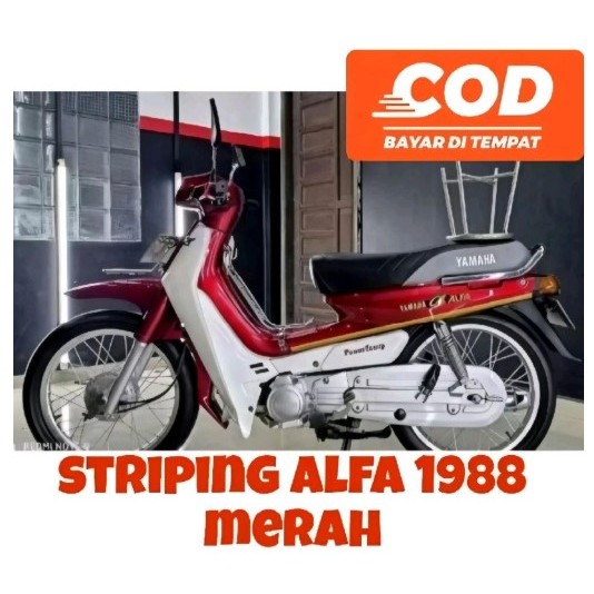 Stiker Striping motor Yamaha ALFA tahun 1988 merah Motorcycle