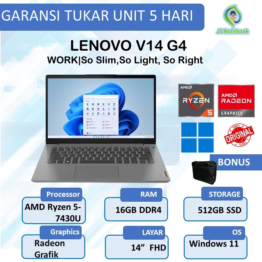 LENOVO V14 G4 RYZEN 5 7430 16GB 512GB W11PRE 14.0FHD