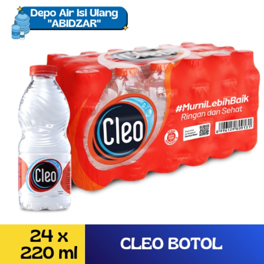 CLEO BOTOL 220ML ( 1 DUS ISI 24 BOTOL ) AIR MINUM CLEO / CLEO AIR MINERAL 220ML